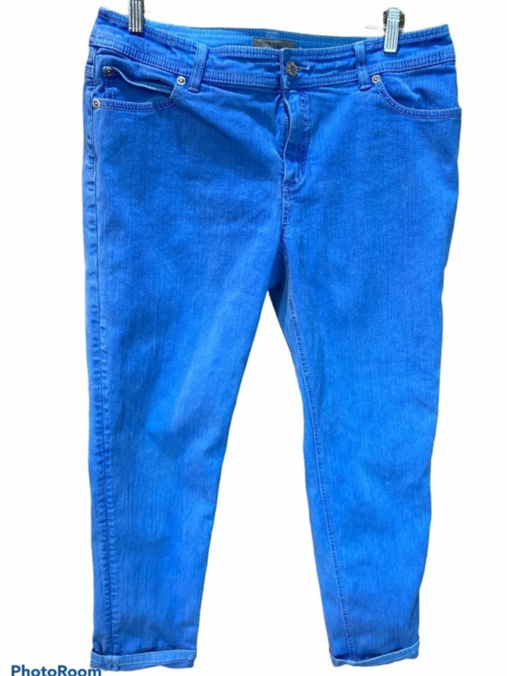 Chico's 2 Light Blue 'So Slimming' Jeans Women’s 32 x 28 Spandex High Rise Taper